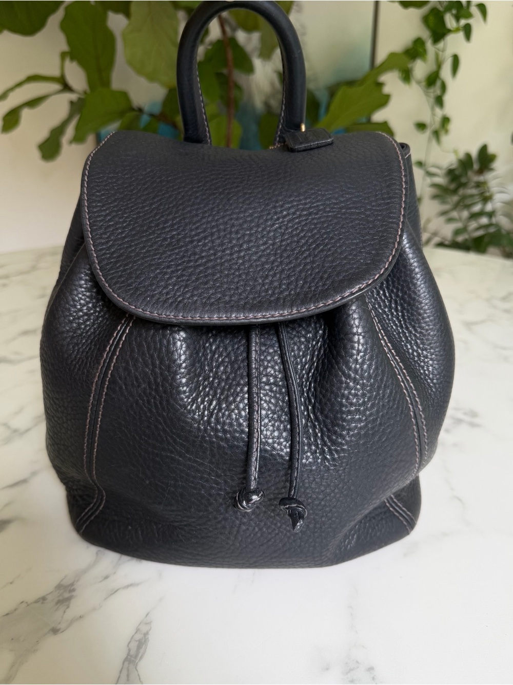 Coach Vintage Sonoma Small Drawstring Backpack Natural Grain Leather 4911 Black